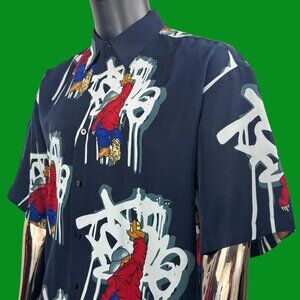 VTG 90's Y2K UP RO'S Shirt Hip Hop Graffiti Button Down Graphic Street